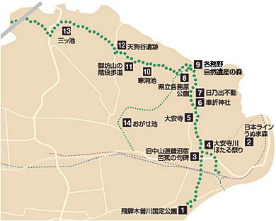 東海自然歩道・各務原コースの地図